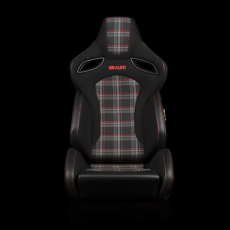 Braum Orue-S Series Sport Reclinable Seats | Black Leatherette | Red Plaid (Priced Per Pair) 2
