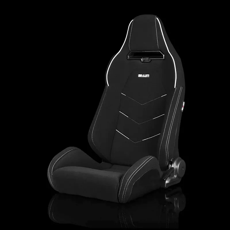 Braum Viper-X Series Sport Reclinable Seats | Black Jacquard | White Piping (Priced Per Pair) 1