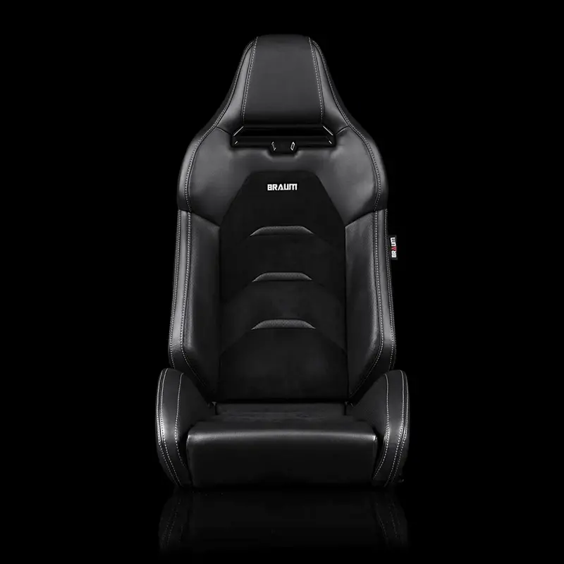 Braum Viper-X Series Sport Reclinable Seats | Black Leatherette | Black Suede Inserts | Black Trim (Priced Per Pair) 2