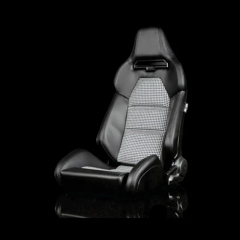 Braum Viper-X Series Sport Reclinable Seats | Black Leatherette | Houndstooth Fabric (Priced Per Pair) 1