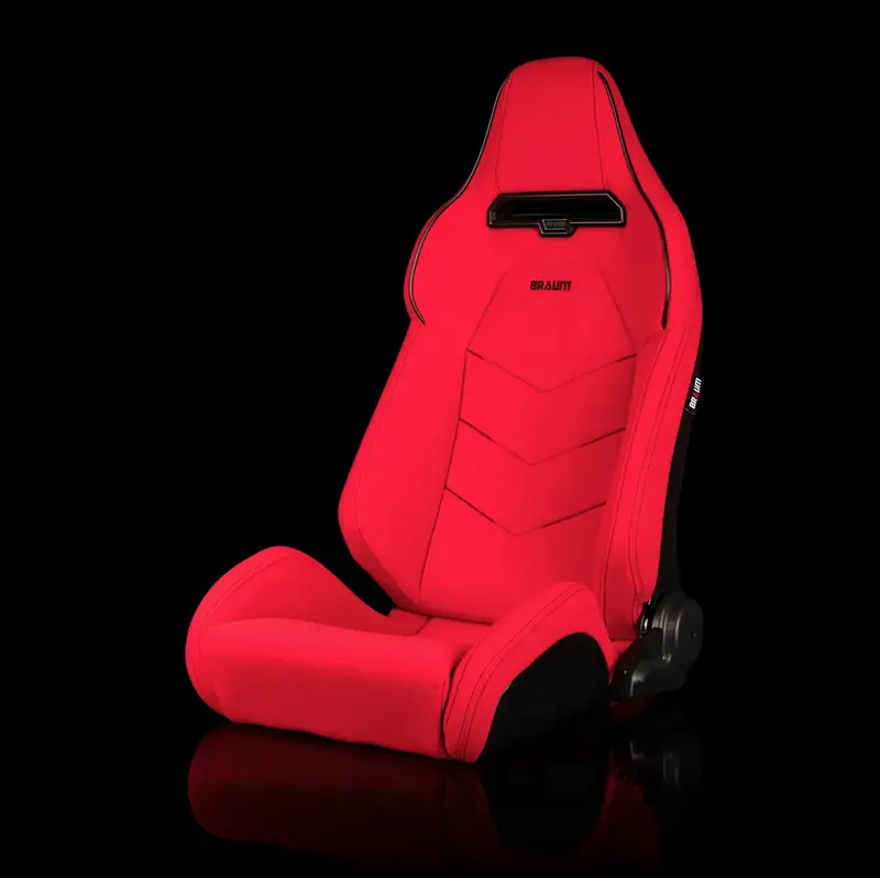 Braum Viper-X Series Sport Reclinable Seats | Red Jacquard | Black Piping (Priced Per Pair) 1