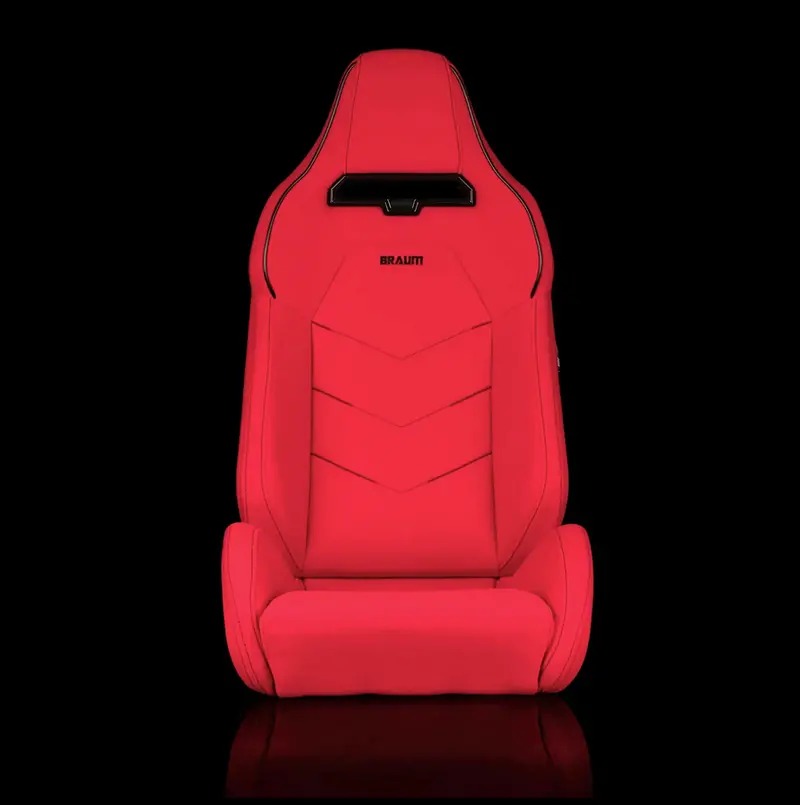 Braum Viper-X Series Sport Reclinable Seats | Red Jacquard | Black Piping (Priced Per Pair) 2