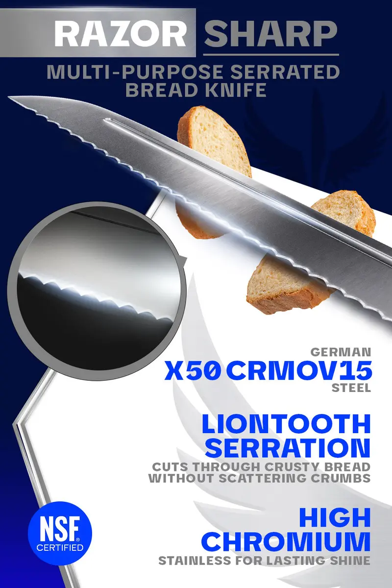 Bread Knife 8" | Crusader Series | Nsf Certified | Dalstrong © 2