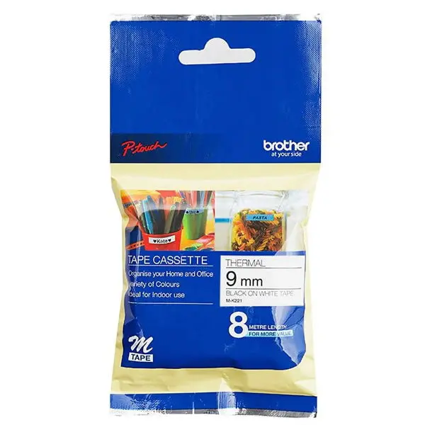 Brother M-K221 Black On White 9Mm Non-Laminated M-Tape 1