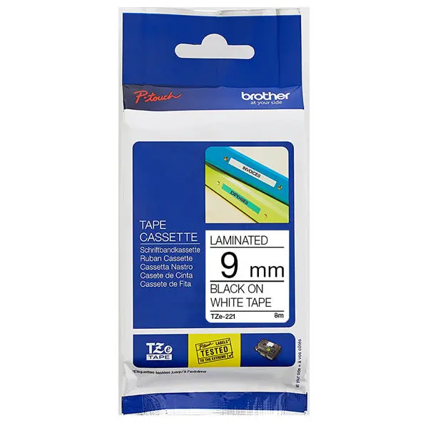 Brother Tze-221 Black On White 9Mm Standard Tape 1