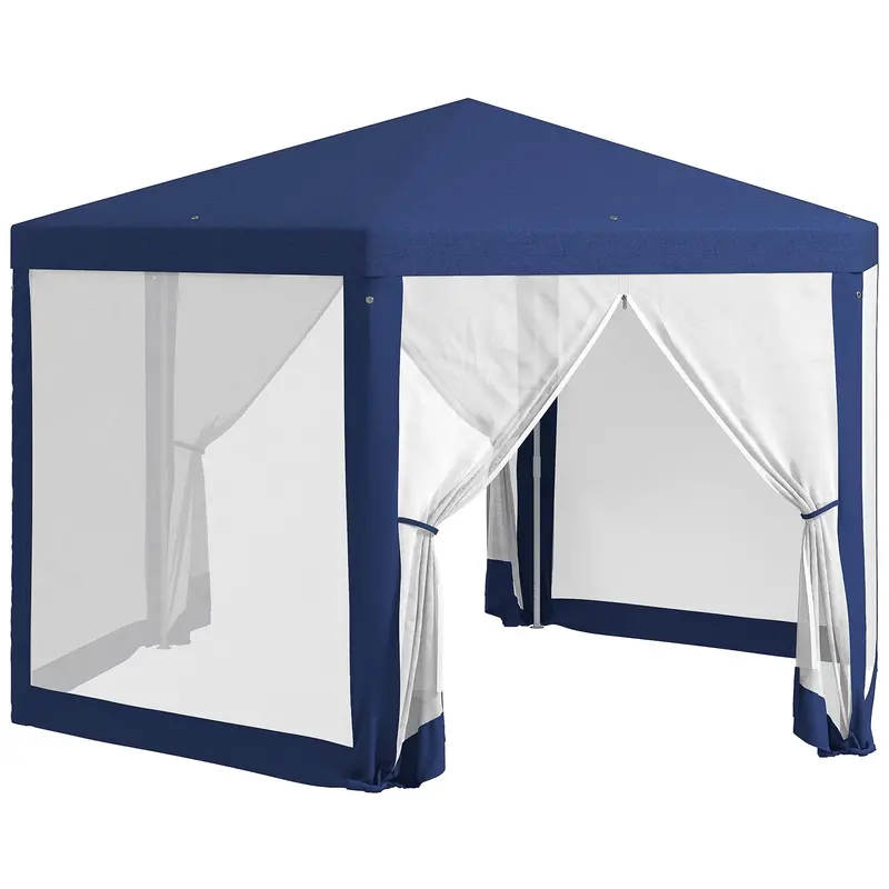 ¦Μ13' Hexagon Party Tent With Mesh Sidewalls, Blue 1