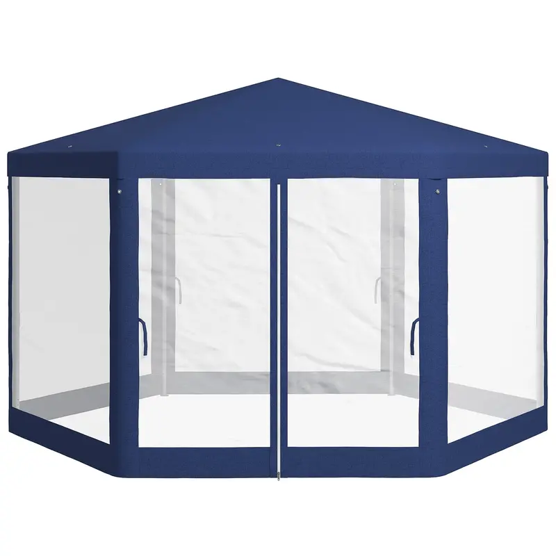 ¦Μ13' Hexagon Party Tent With Mesh Sidewalls, Blue 2