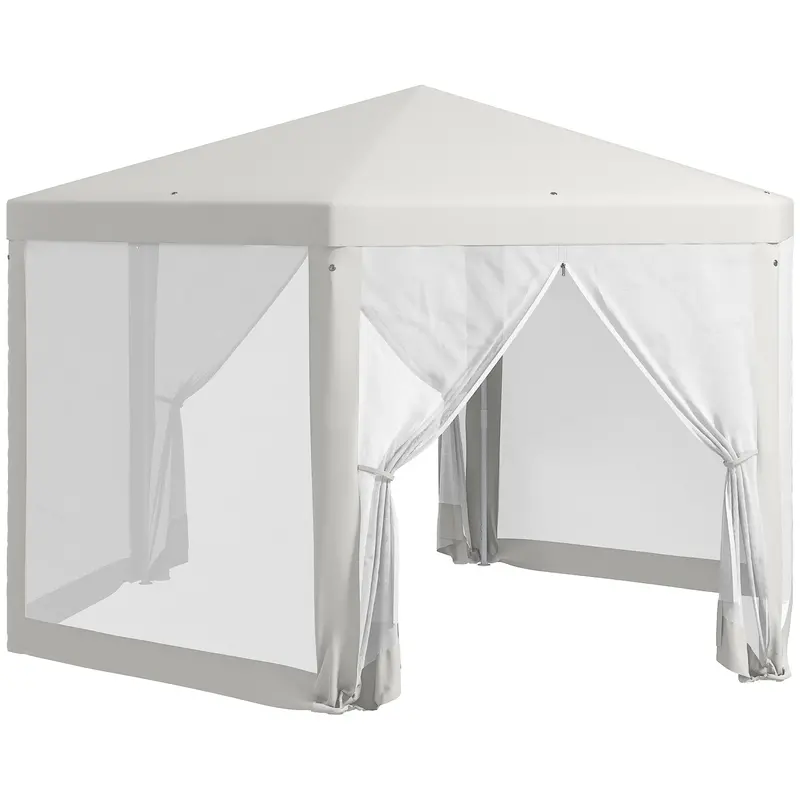 ¦Μ13' Hexagon Party Tent With Mesh Sidewalls, Cream White 1