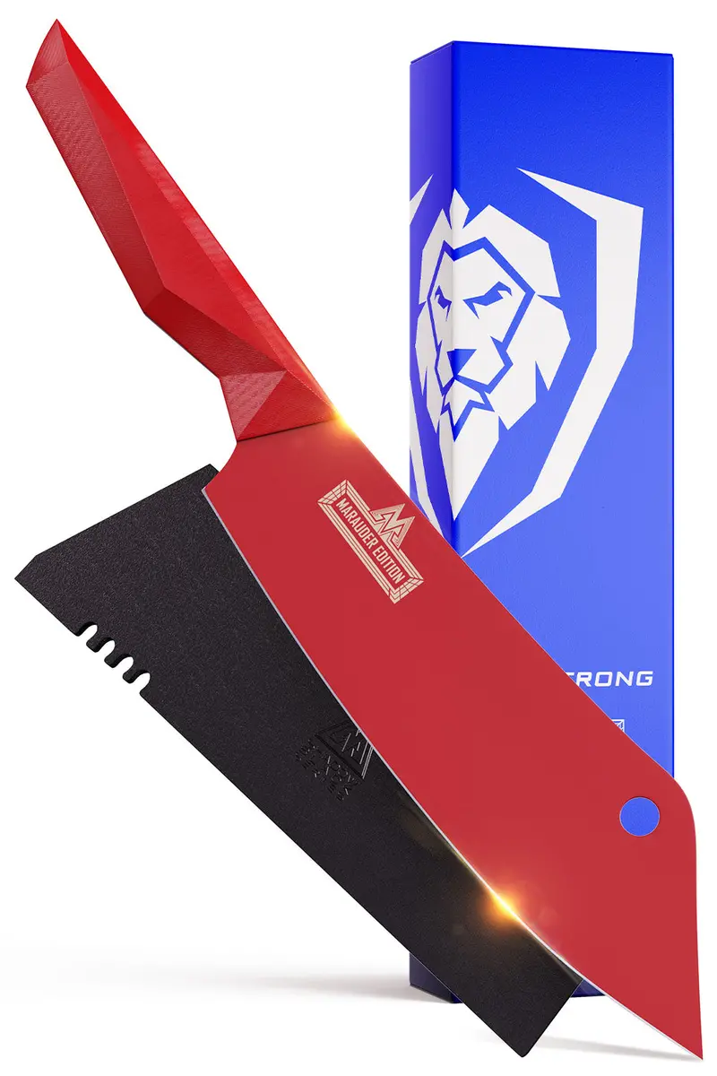 Chef & Cleaver Hybrid Knife 8" | The Crixus | Shadow Black Series | Red Edition | Dalstrong © 1
