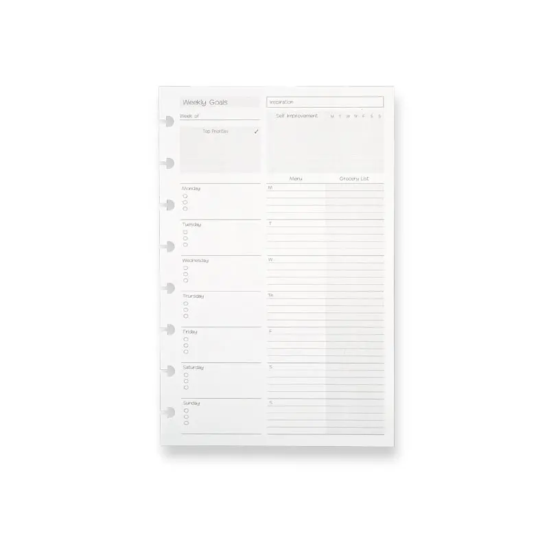 Circa Special Request Weekly Goals Refill (100 Sheets) - Black/White, Junior - Final Clearance 1