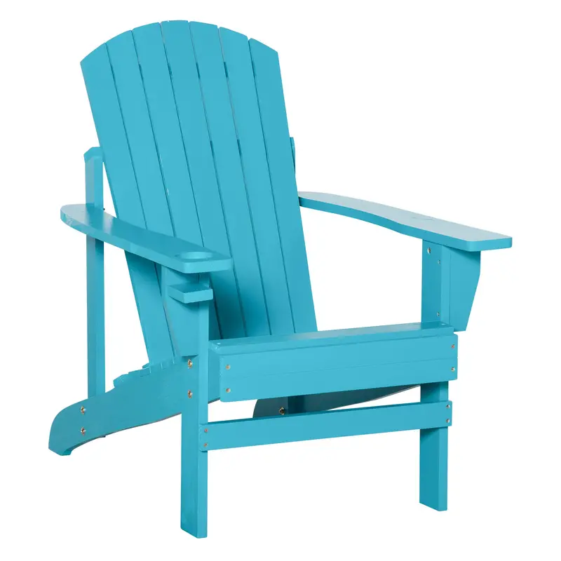 Classic Adirondack Muskoka Chairs, Garden Deck Chair With Cup Holder For Patio, Turquoise 1