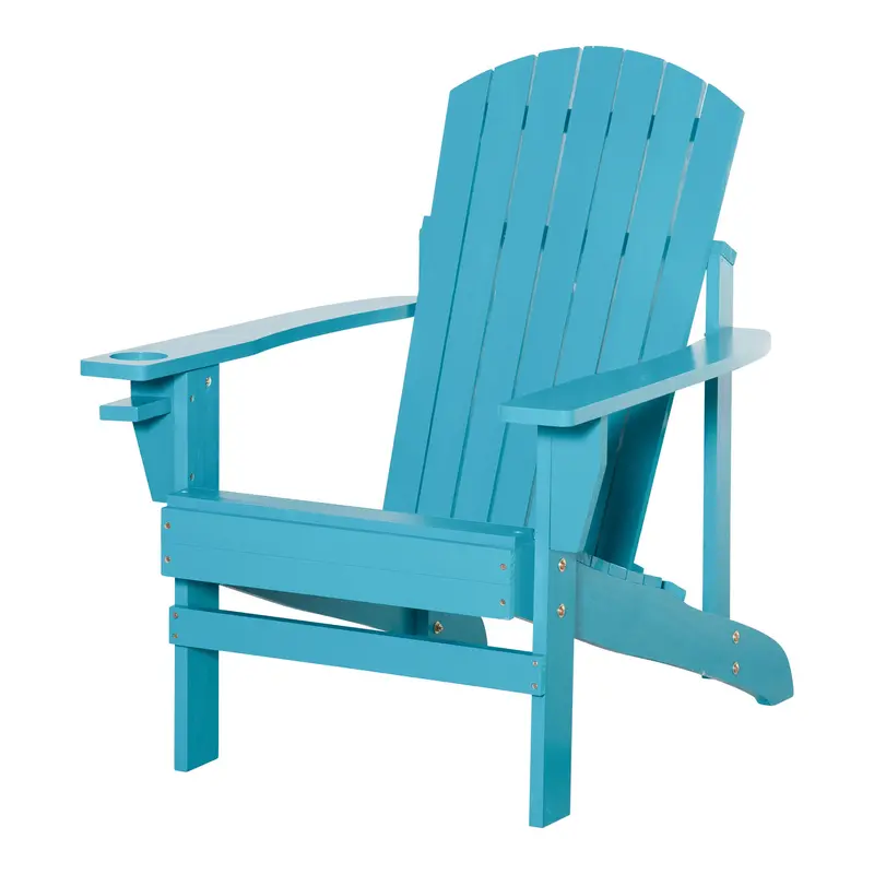Classic Adirondack Muskoka Chairs, Garden Deck Chair With Cup Holder For Patio, Turquoise 2