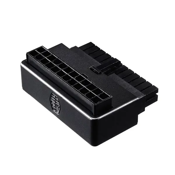 Cooler Master Atx 24Pin 90° Power Adapter Wit Capacitor, Plug And Play Installation And Universal Compatibility - Black Colour 1