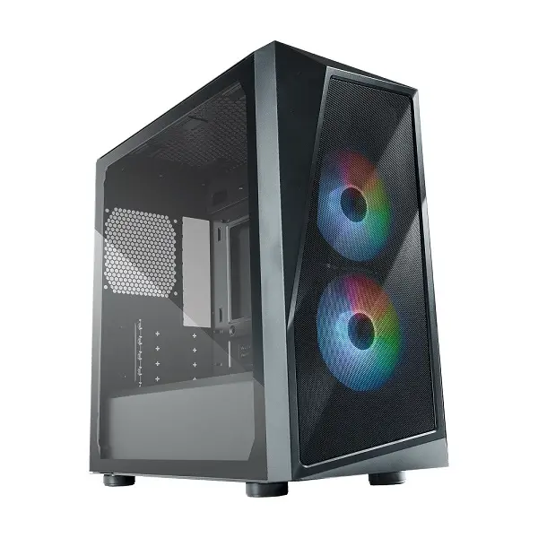 Cooler Master Cmp320 Micro Atx Tower Case With Mesh Geode Front Panel, 1X Usb-A V3.2 Gen1,2X 120Mm Pre-Installed Cf120 Argb Fan And Tempered Glass Side Panel - Black Colour 1