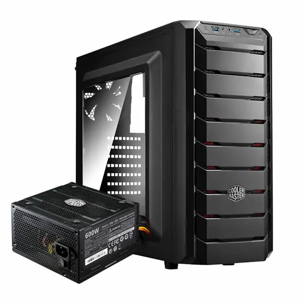 Cooler Master | Cmp500 Atx Case With Built-In Elite 600W Psu And Left Transparent Side Panel - Black 1