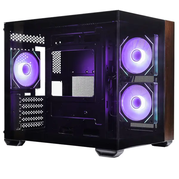 Cooler Master Elite 481 Wood Micro-Atx Case Featuring Compact Dual-Chamber, Natural Wood Front Panel And 270° Seamless Tempered Glass Side Panel – Black Colour 1
