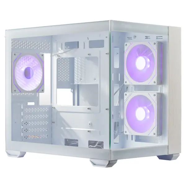 Cooler Master Elite 481 Wood Micro-Atx Case Featuring Compact Dual-Chamber, Natural Wood Front Panel And 270° Seamless Tempered Glass Side Panel – White Colour 1
