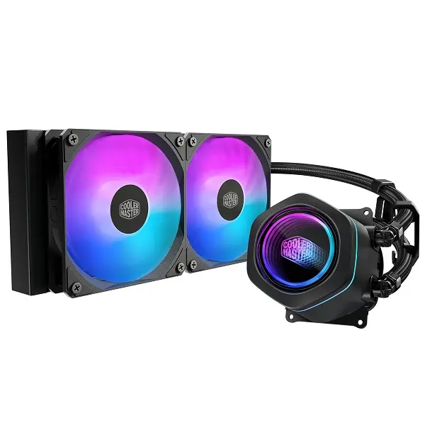 Cooler Master Masterliquid Core Nex 240 Black A-Rgb All-In-One Liquid Cooler With Infinity Mirror Pump Cover Design, Upgraded Dual 120Mm Fans And Universal Socket Support 1