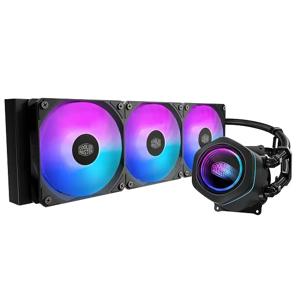 Cooler Master Masterliquid Core Nex 360 Black A-Rgb All-In-One Liquid Cooler With Infinity Mirror Pump Cover Design, Upgraded Triple 120Mm Fans And Universal Socket Support – Black Colour 1