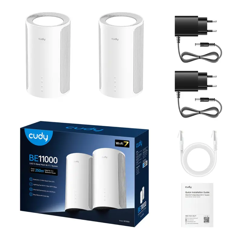 Cudy Be11000 Wi-Fi7 Tri-Band Mesh Wi-Fi System (2 Pack)-White 2