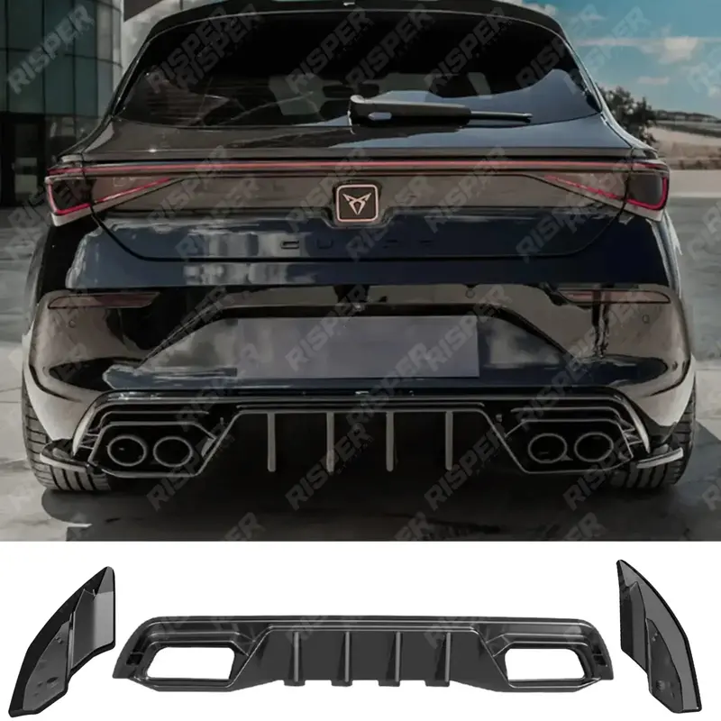 Cupra Leon 2020-2024 Rear Diffuser & Side Splitters In Gloss Black 1