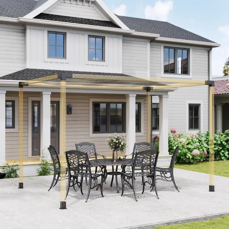 Diy Pergola Kit With 3-Way Corner Brackets And Post Base For 4"X4" Lumber, 8-Piece With Screws 2