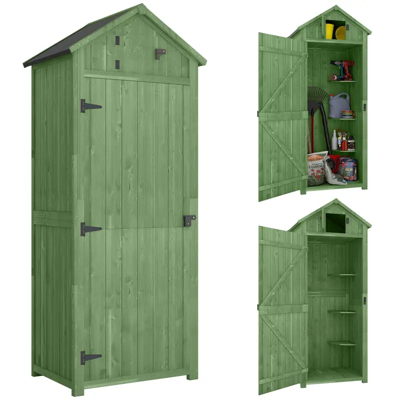 Durable Outdoor Garden Storage Shed With 3 Tier Shelves & Roof 1