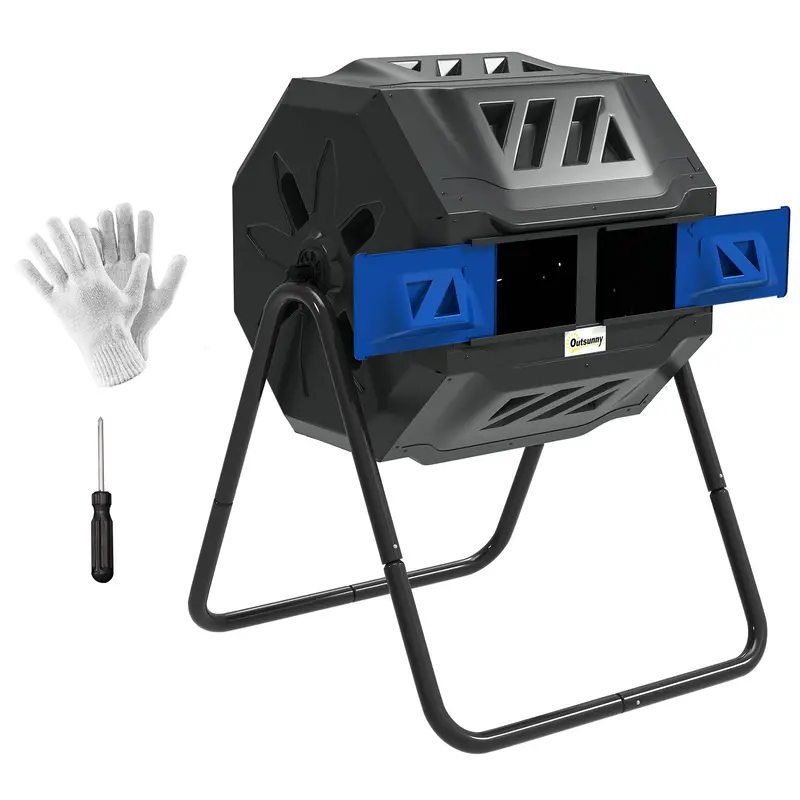Efficient 160L Dual Chamber Compost Bin With Sliding Doors 1