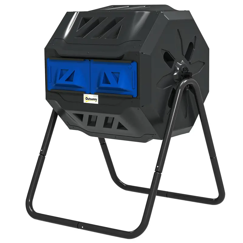 Efficient 160L Dual Chamber Compost Bin With Sliding Doors 2