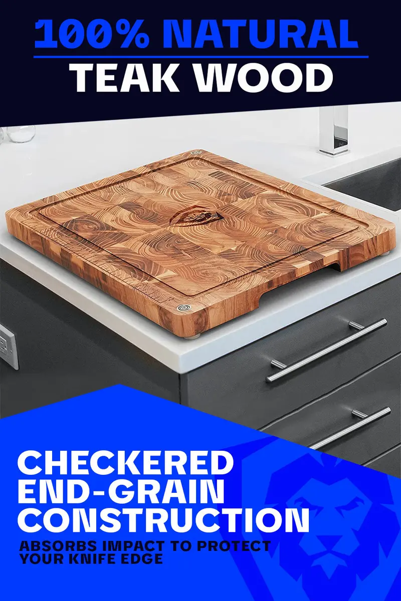 End-Grain Teak Cutting Board | Medium Size | Dalstrong © 2