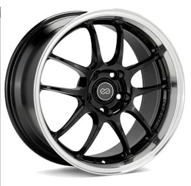 Enkei Pf01ss 17X9 5X114.3 60Mm Offset 75Mm Bore Diameter Gloss Black W/ Machined Lip 1
