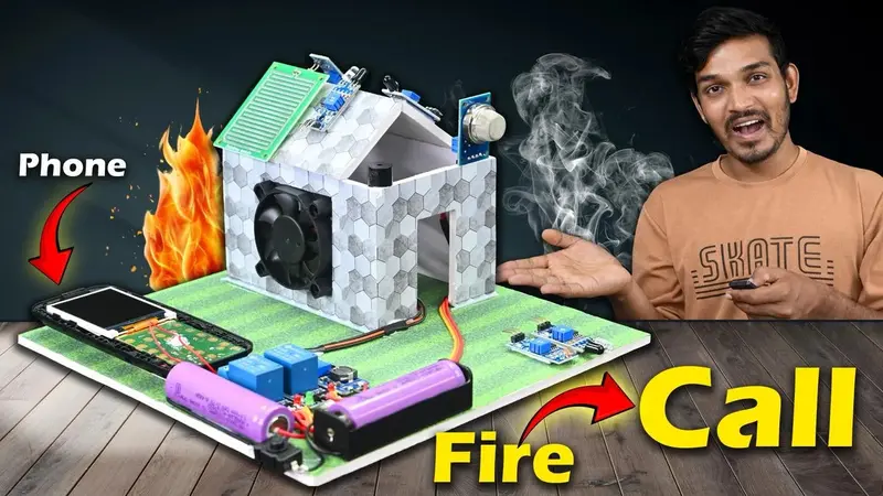 Fire, Smoke & Gas Detection With Emergency Call System | Smart Safety Science Project | Best Winning Project 1