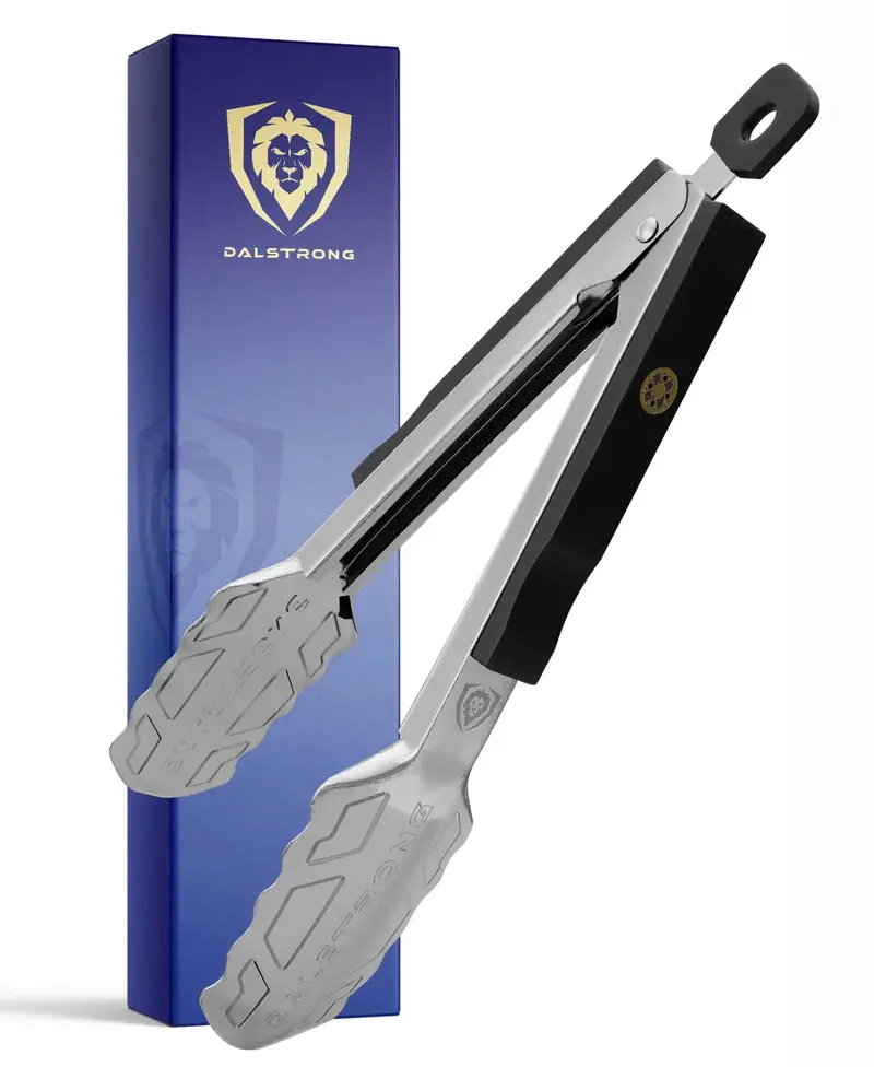 Food Tongs 9" | Stainless Steel Arms & Scalloped Tips | Dalstrong © 1