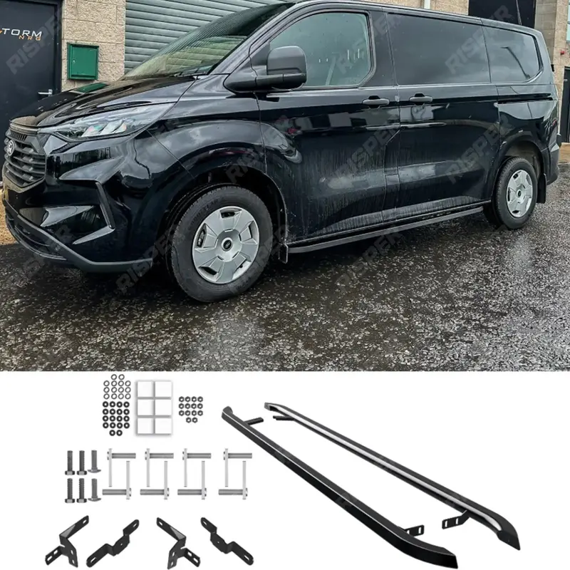 Ford Transit Custom Mk2 Lwb 2024 On Trapezoid Side Bars In Gloss Black 1