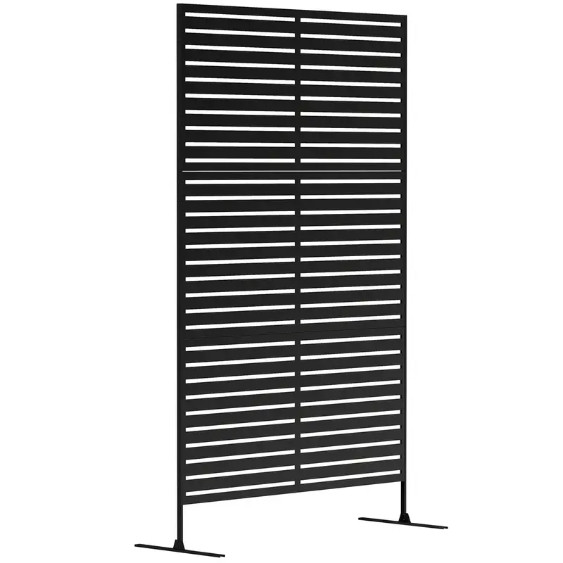 Freestanding Decorative Outdoor Metal Divider With Stand And Expansion Screws, Black 1
