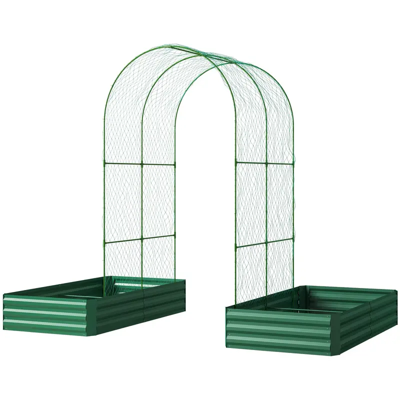 Galvanized Raised Garden Bed With Arch Trellis For Climbing Plants, Vegetables, Flowers 2