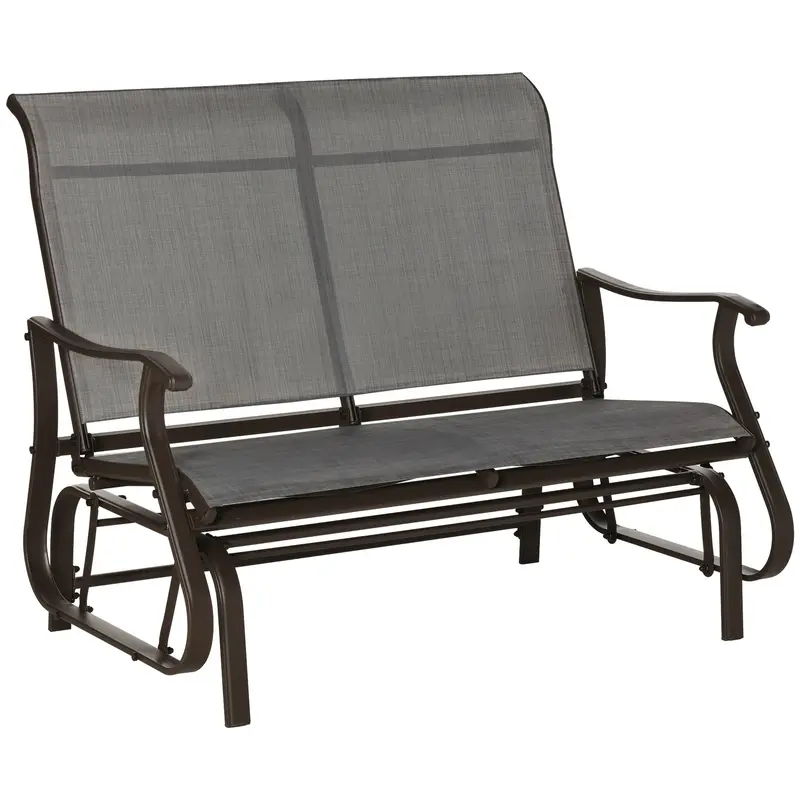 Garden Double Gliding Armchair W/ Mesh Seat And Backrest For Outdoor, Backyard, Dark Grey 1