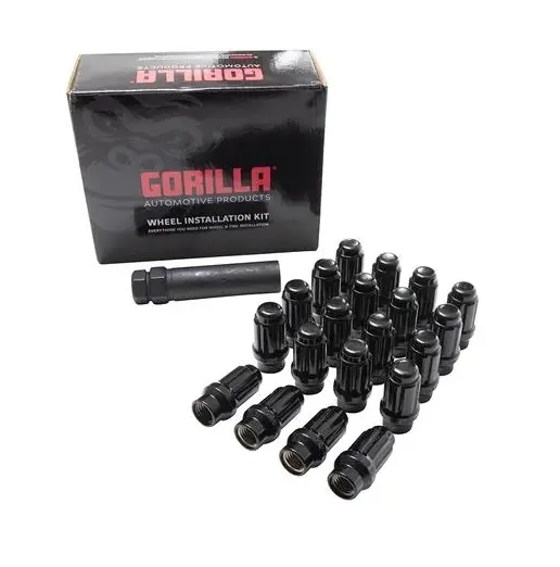 Gorilla Tuner Series Spline Et Lug Nut 12X1.25 Black 5 Lug Kit With Key (Set Of 20) Passenger Car 1