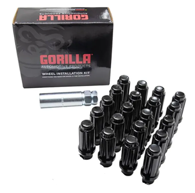 Gorilla Tuner Series Spline Et Lug Nut 14Mmx1.50 Black 5 Lug Kit With Key (Set Of 20) 1
