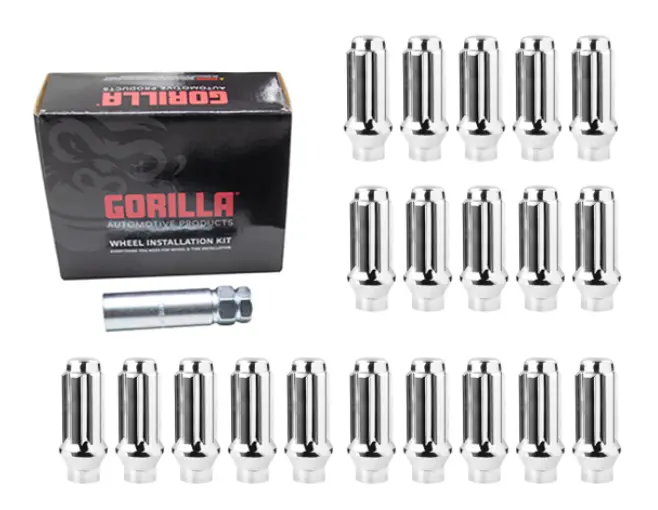 Gorilla Tuner Series Spline Et Lug Nut 14Mmx1.50 Chrome 5 Lug Kit With Key (Set Of 20) 1