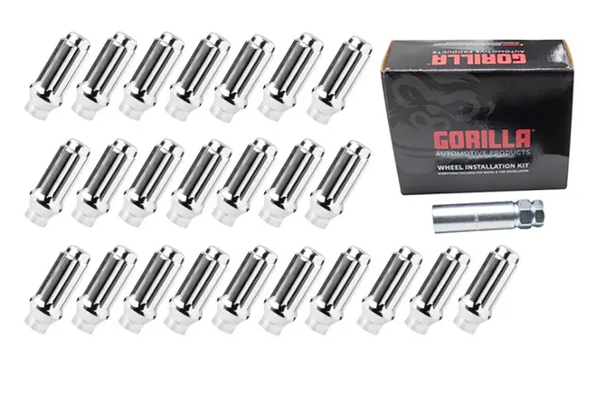Gorilla Tuner Series Spline Et Lug Nut 14Mmx1.50 Chrome 5 Lug Kit With Key (Set Of 24) 1