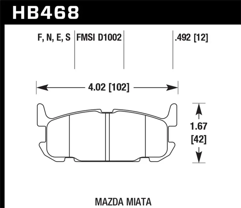 Hawk 03-05 Miata W/ Sport Suspension Hps Street Rear Brake Pads (D1002) 2