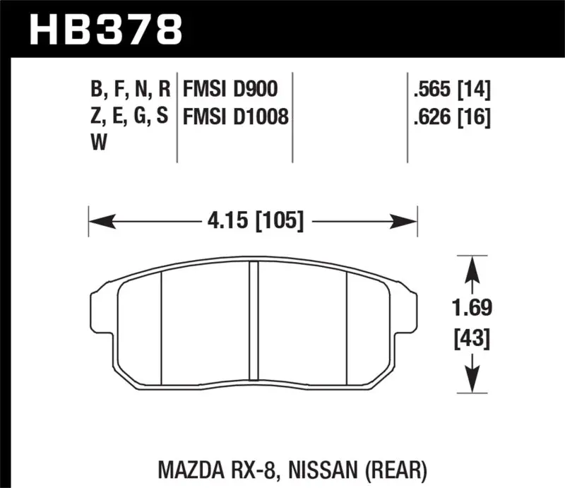 Hawk 03-07 Rx8 Hps Street Rear Brake Pads (D1008) 2