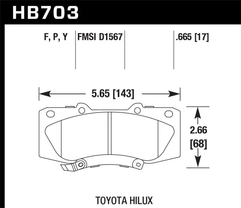 Hawk 05-13 Toyota Hilux Lts Street Brake Pads 2