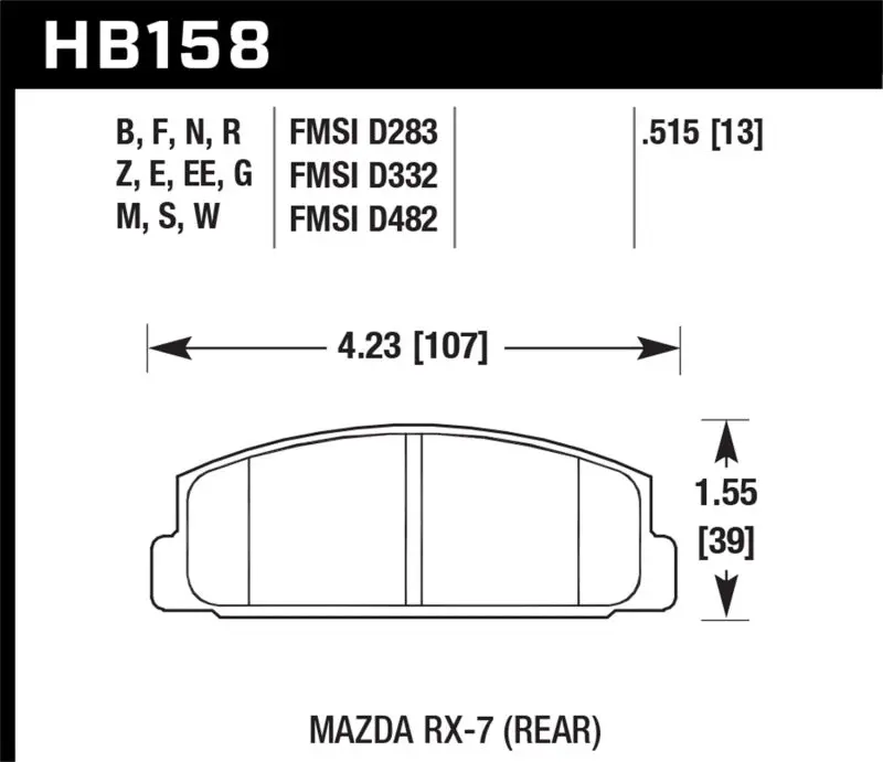Hawk 2003-2005 Mazda 6 Hps 5.0 Rear Brake Pads 1