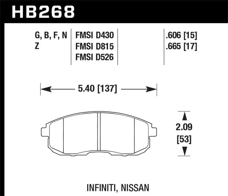 Hawk 90-92 Nissan Maxima Hps Street Front Brake Pads 2
