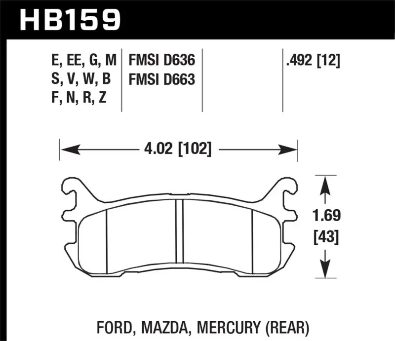 Hawk 94-05 Miata / 01-05 Normal Suspension Performance Ceramic Street Rear Brake Pads (D636) 1