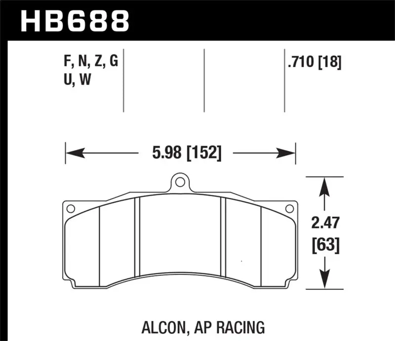 Hawk Ap Racing/Alcon Hps 5.0 Brake Pads 1