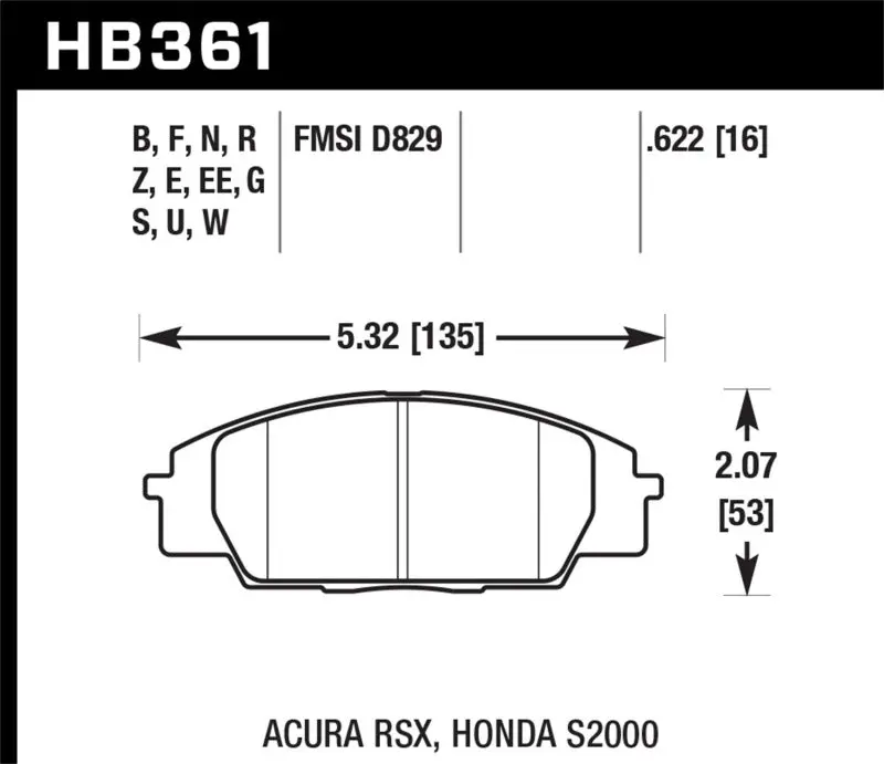 Hawk Hps 5.0 Brake Pads Acura Rsx / Honda Civic Si, S2000 (Front) 2