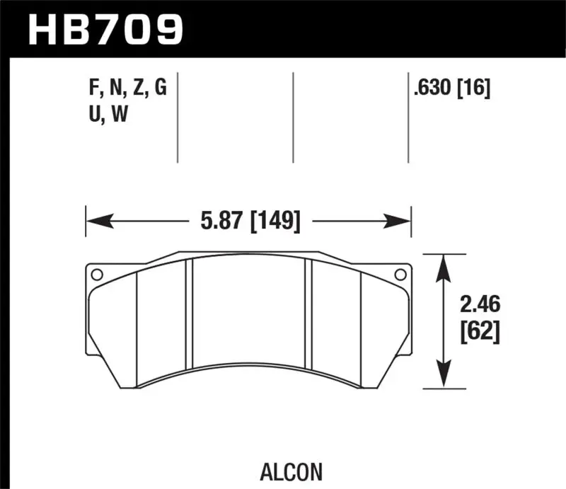 Hawk Hps 5.0 Brake Pads Ferro-Carbon Black Powder Coat 16Mm Pad Thickness 1